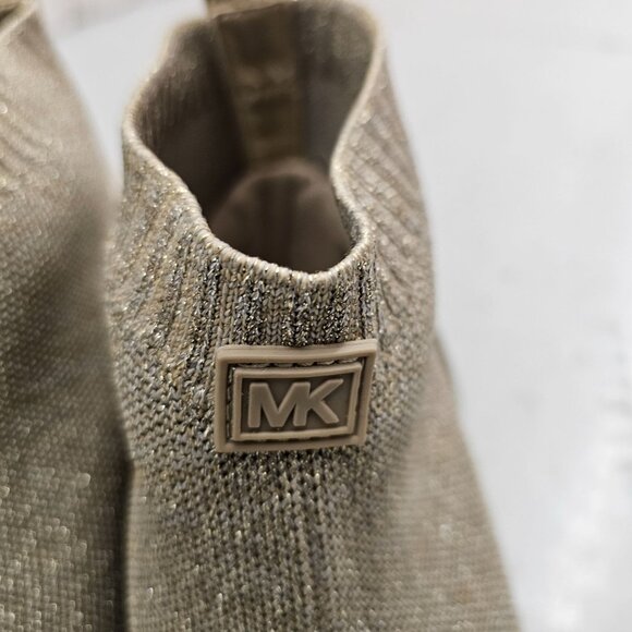 Michael Kors Skyler Bootie Metallic Fabric Sneakers US 9M Silver/Gold - Picture 4 of 11